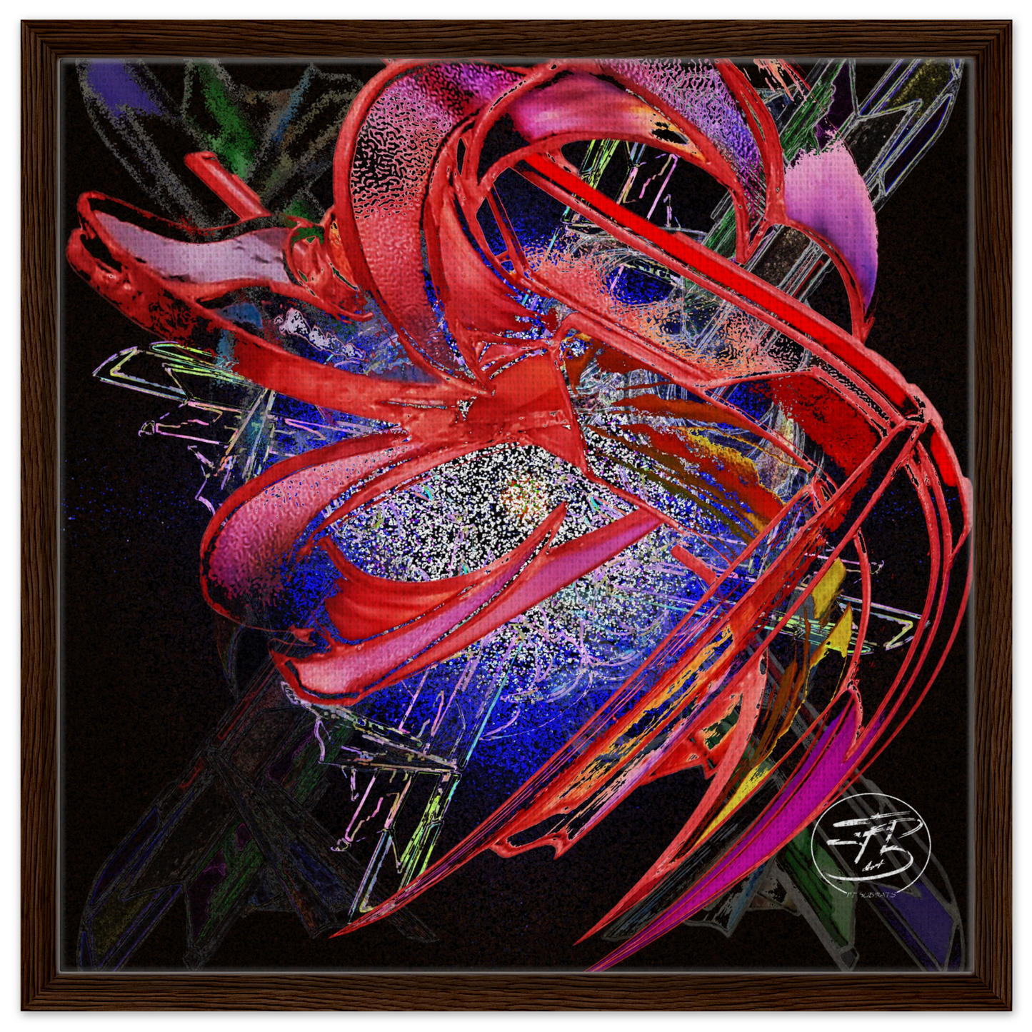 Fine art canvas on wood depicting the emergence of a dragon