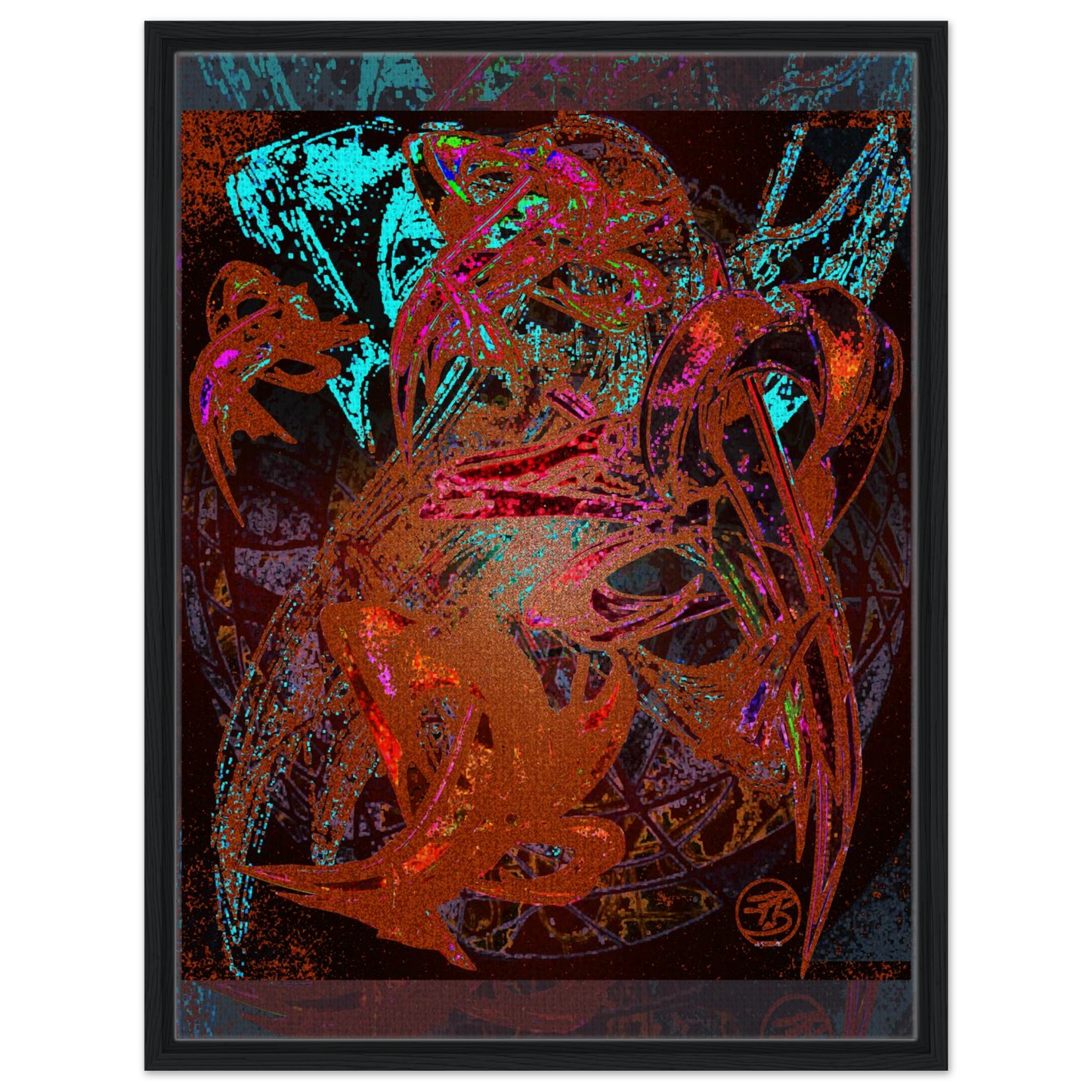 Abstract dragon fire artwork with intense red and orange tones
