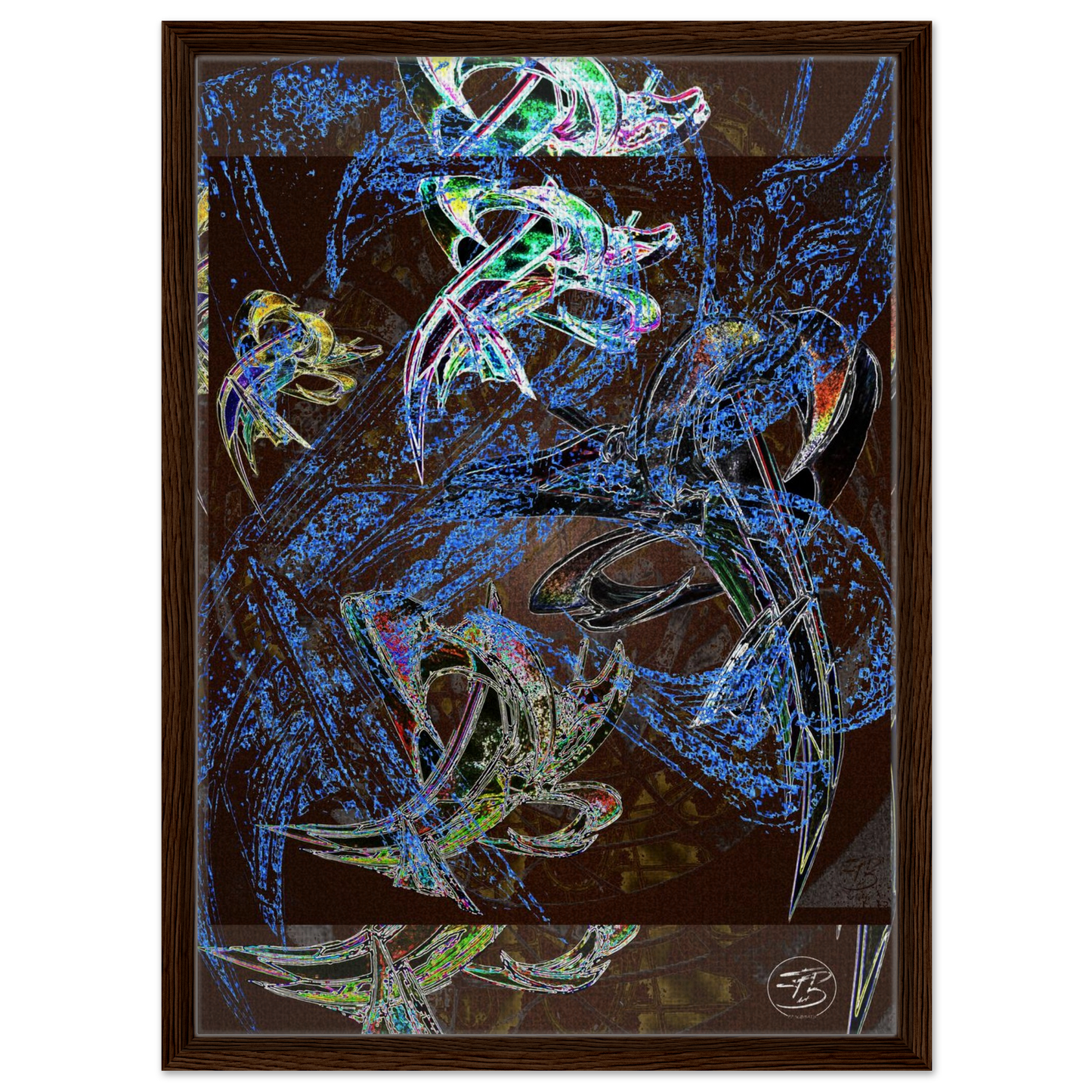Modern dragon fine art print presented on framed canvas
