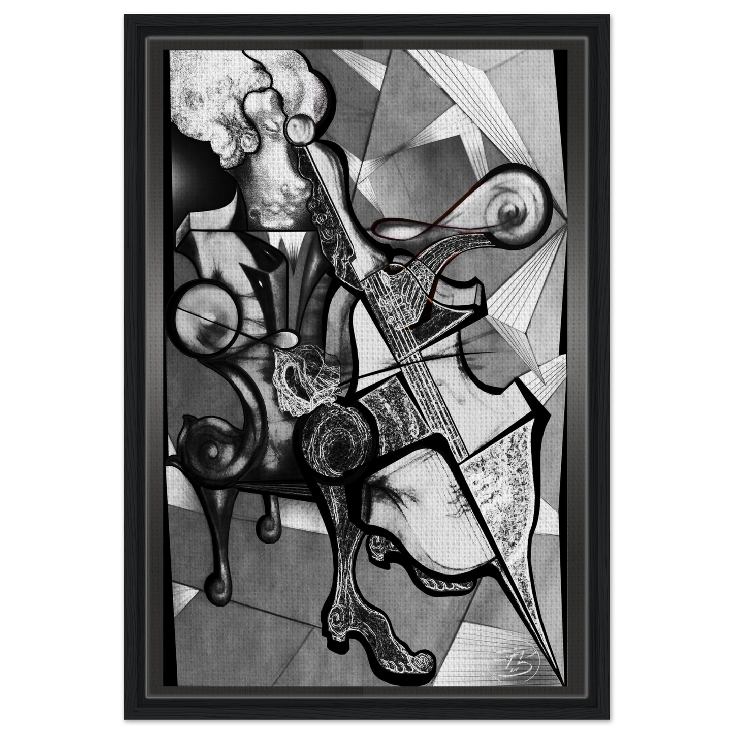 Cellist in Gray fine art canvas print by SubiratsDArt
