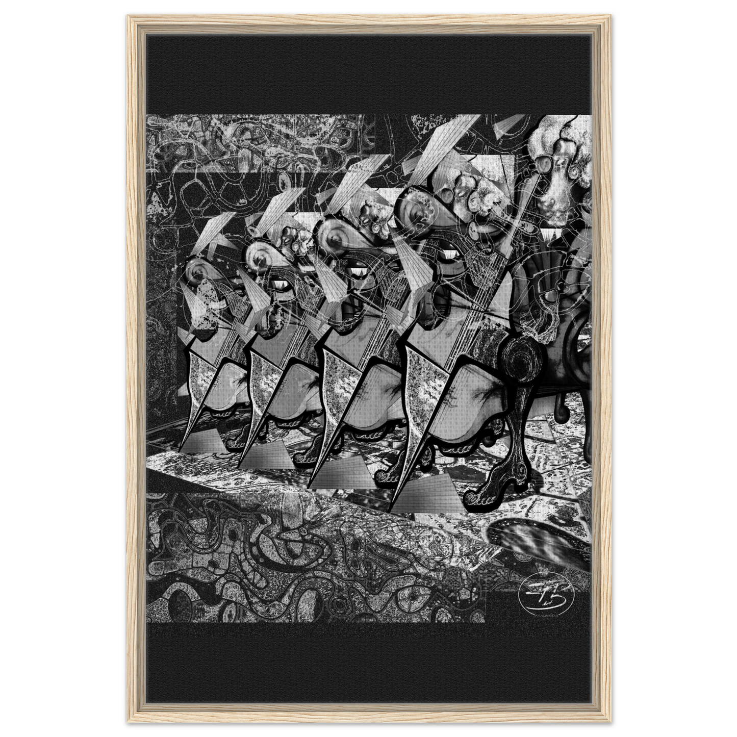 Cello strings fine art canvas print on wood by SubiratsDArt
