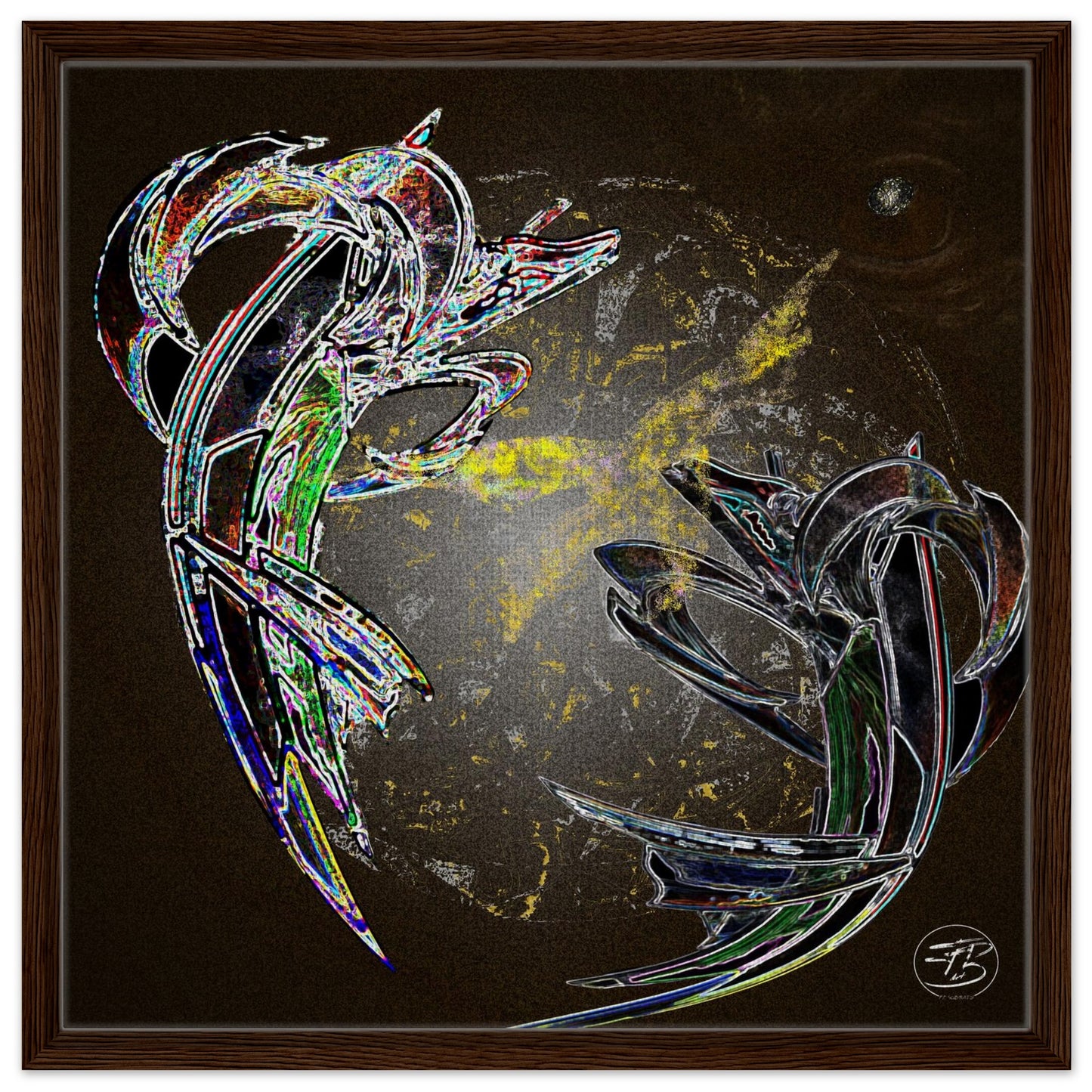 Dragon digital art printed on canvas with wooden frame
