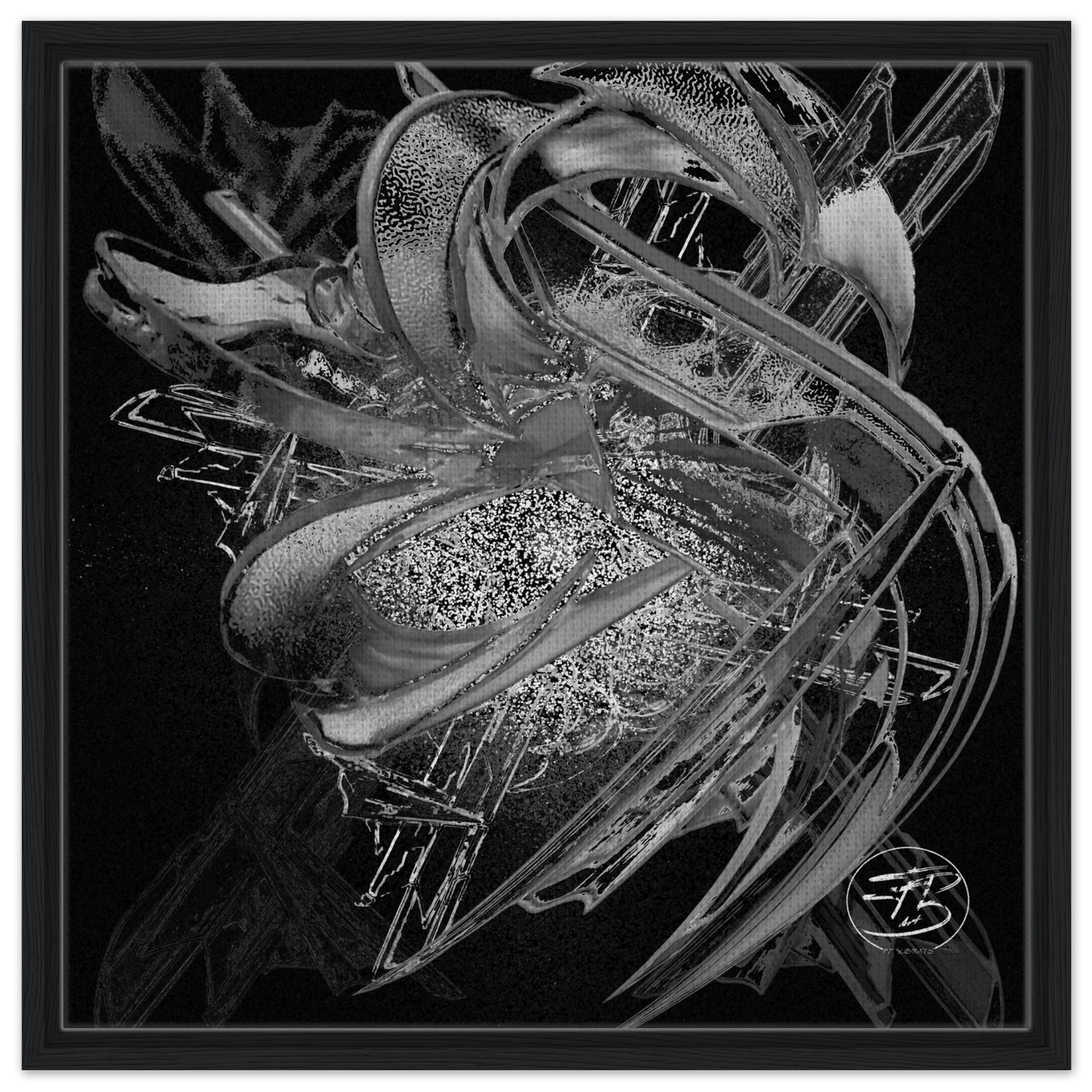 Contemporary dragon digital artwork printed on framed canvas

