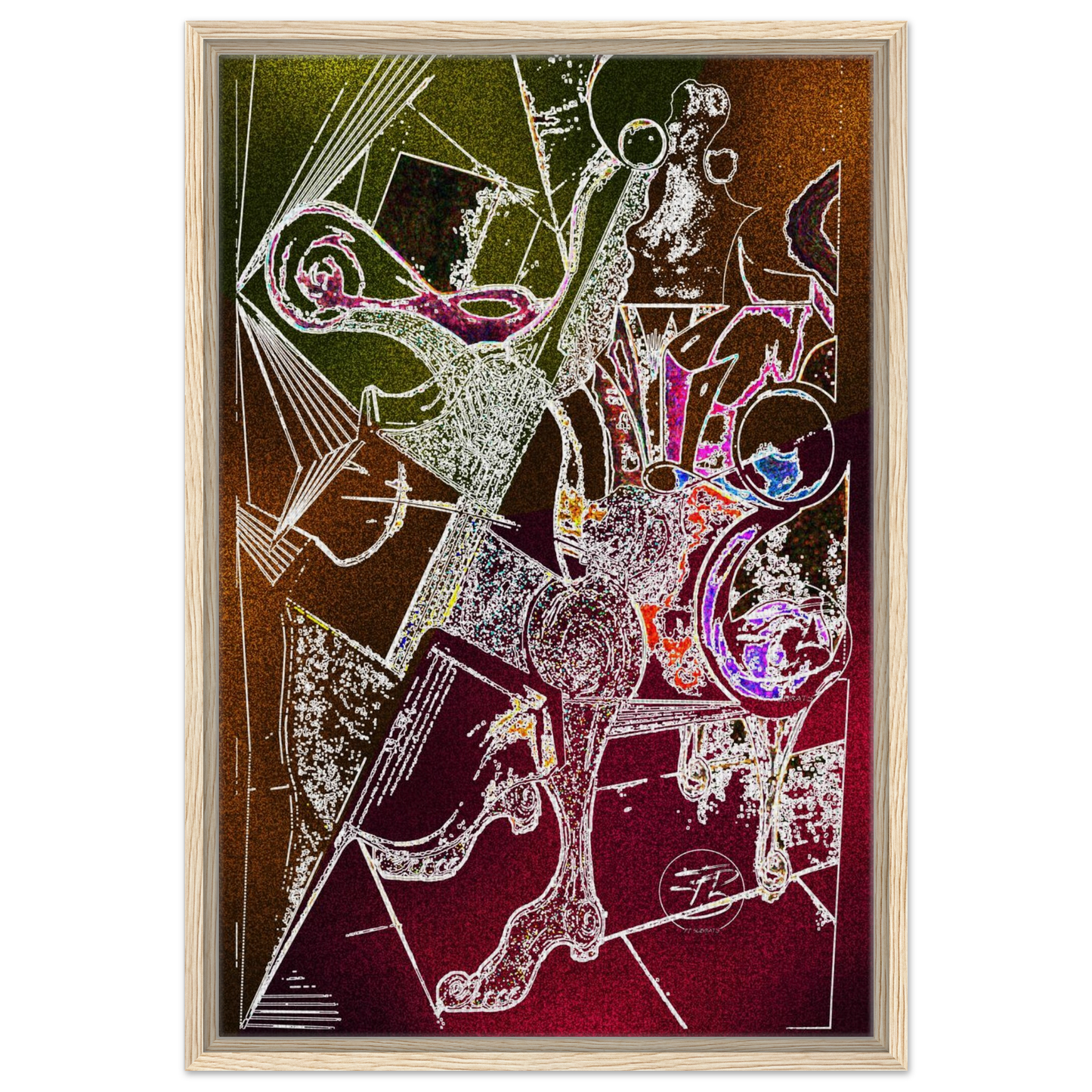 Digital art canvas on wood exploring music and abstraction
