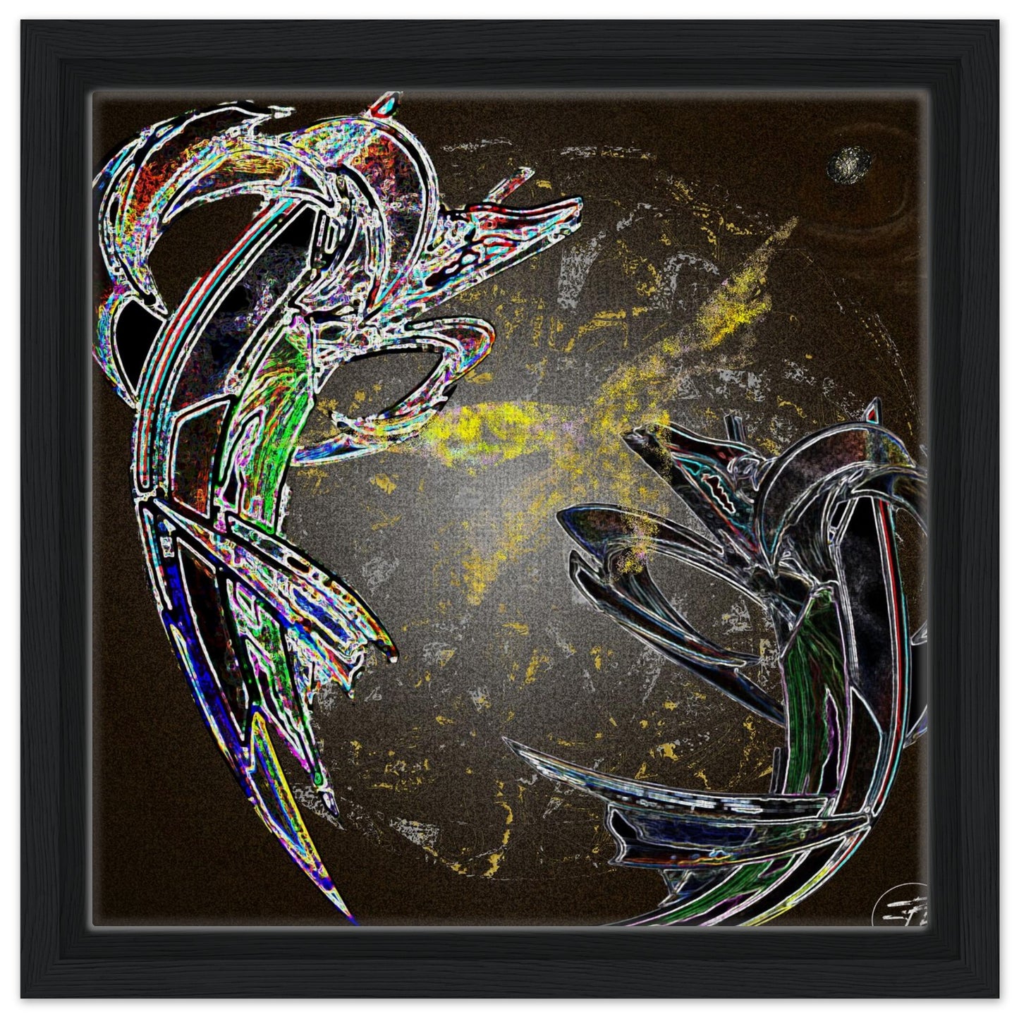 Framed canvas dragon artwork for modern interiors
