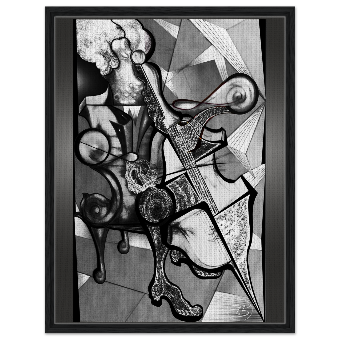 Elegant gray tones framed canvas for modern interiors
