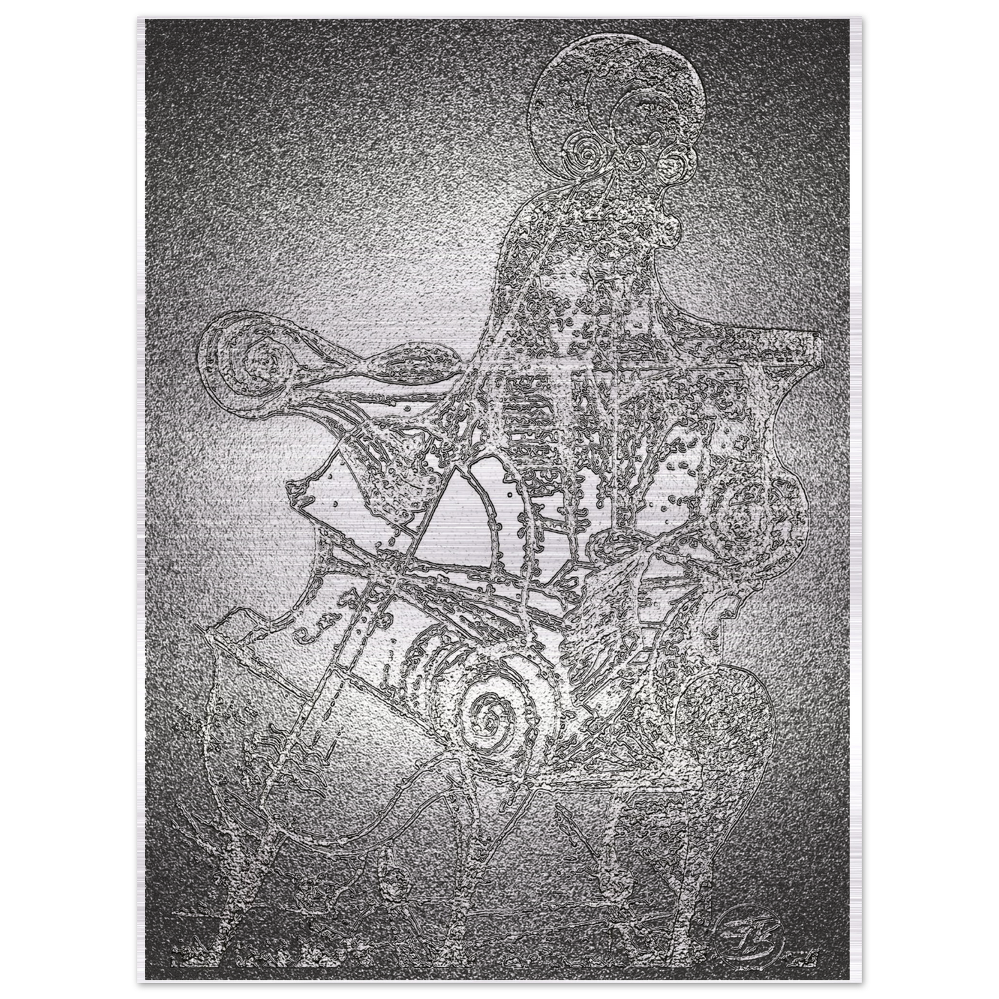 Fine art metal print featuring a refined cellist composition

