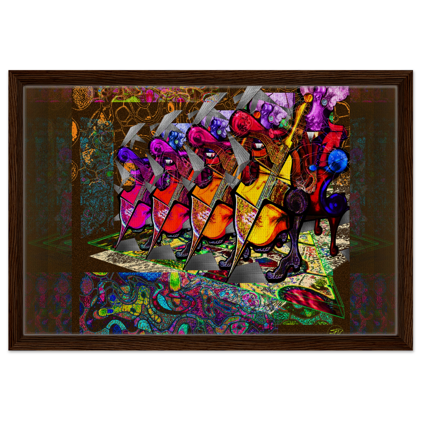 Modern musical artwork expressing harmony and ensemble on canvas
