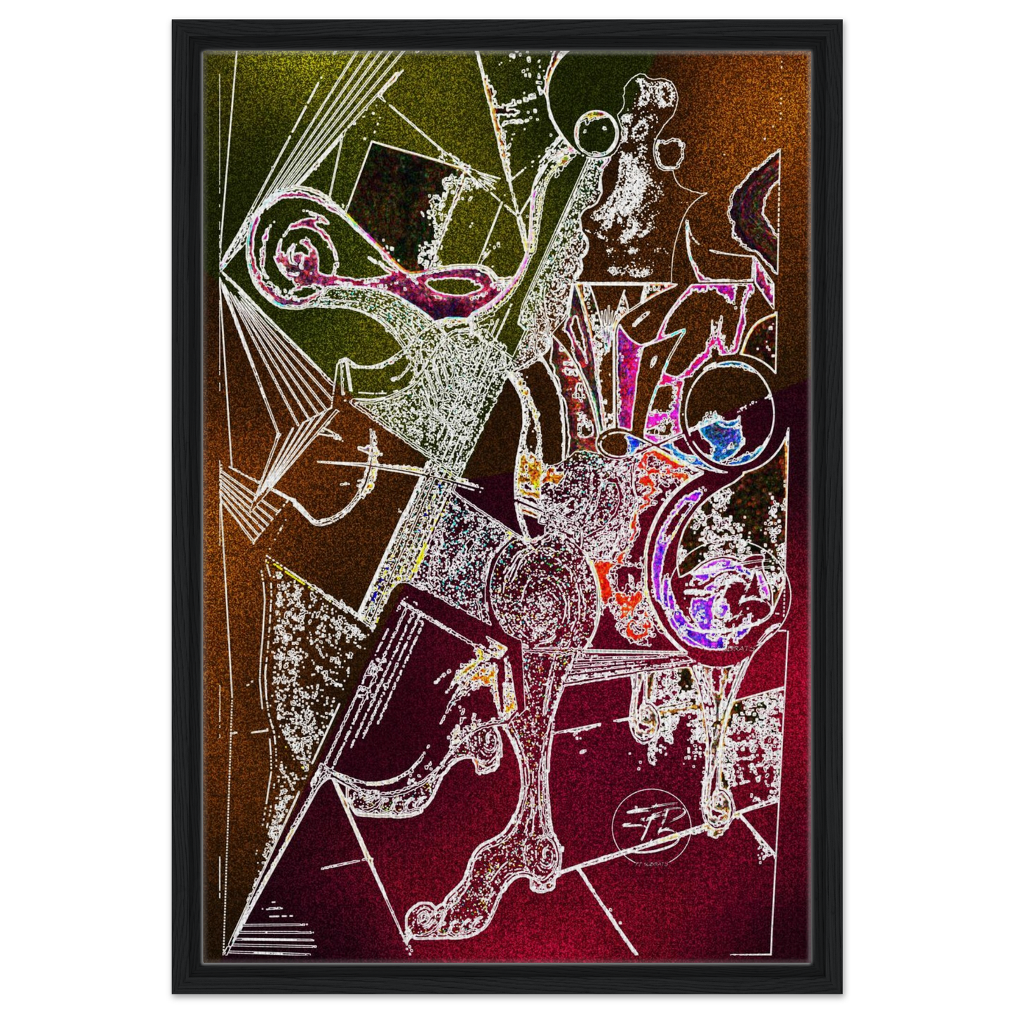 Modern fine art canvas print featuring a cubist cellist composition
