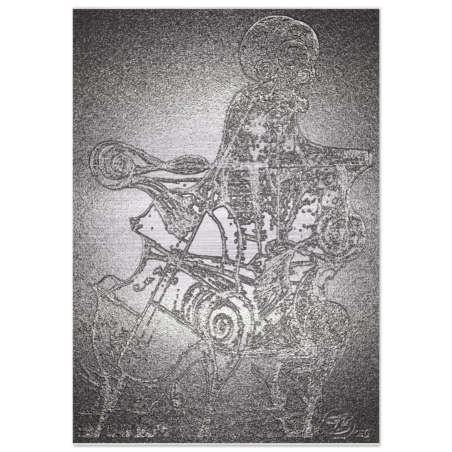 Silver Cellist fine art metal print by SubiratsDArt
