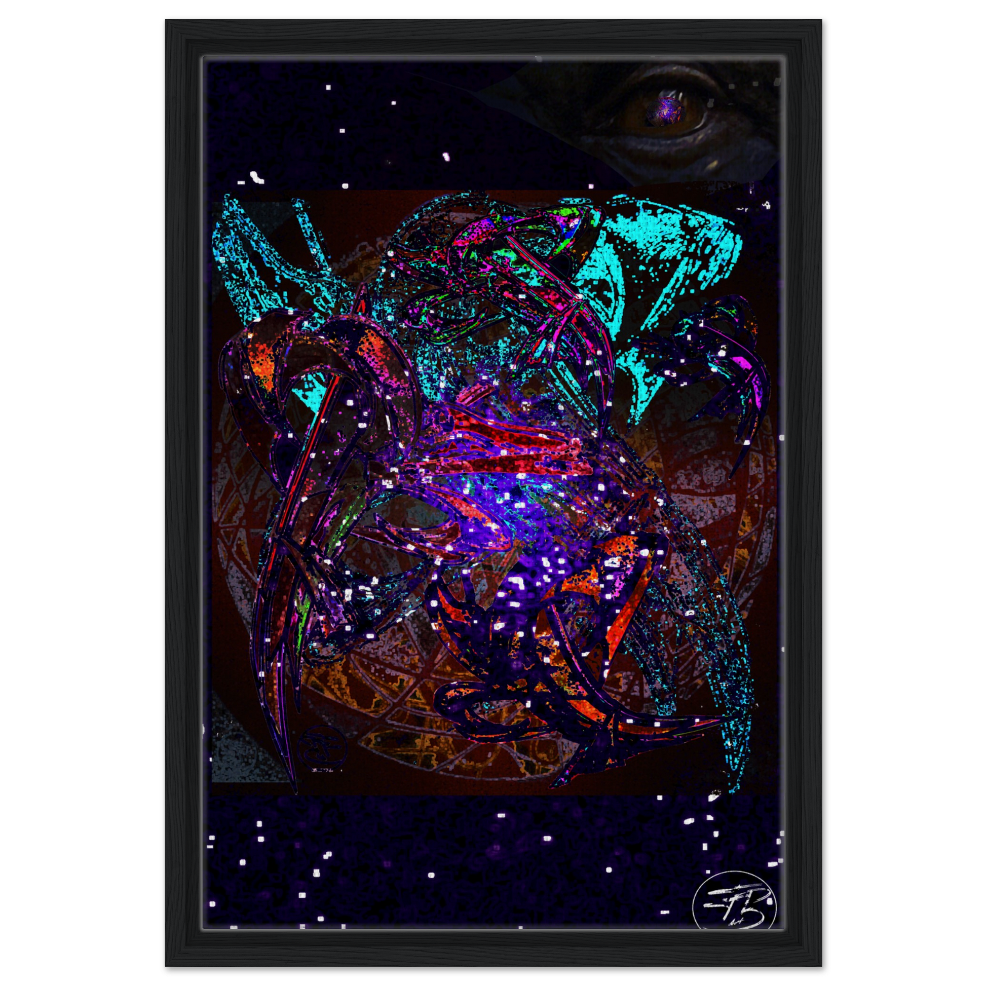 Contemporary digital dragon artwork printed on framed canvas
