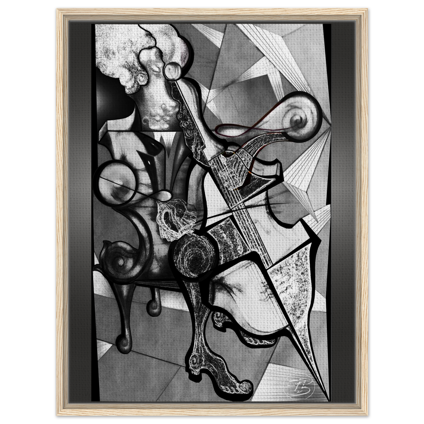 Minimalist gray cello inspired contemporary wall art
