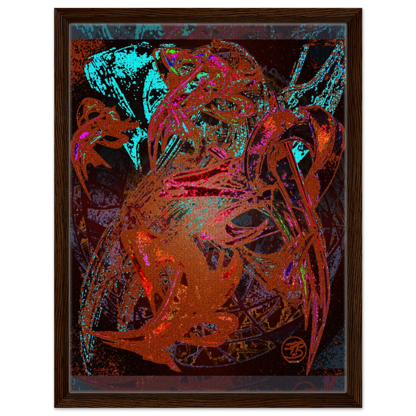 Abstract dragon fire artwork with intense red and orange tones
