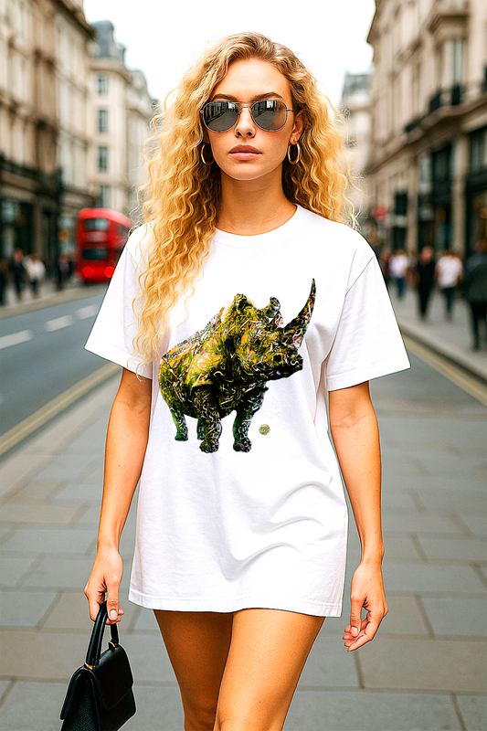 Women's Oversized T-Shirt | Organic In Conversion | Wild | Rhino Graffiti Yellow