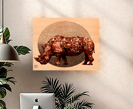 a5...4-Wood Prints | Wild | Rhino sepia