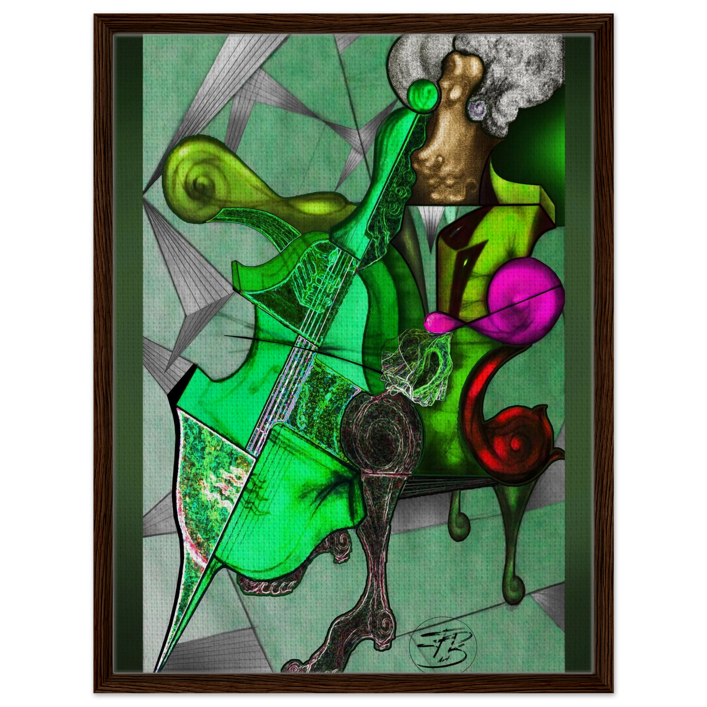 Music themed canvas artwork with soft green atmosphere
