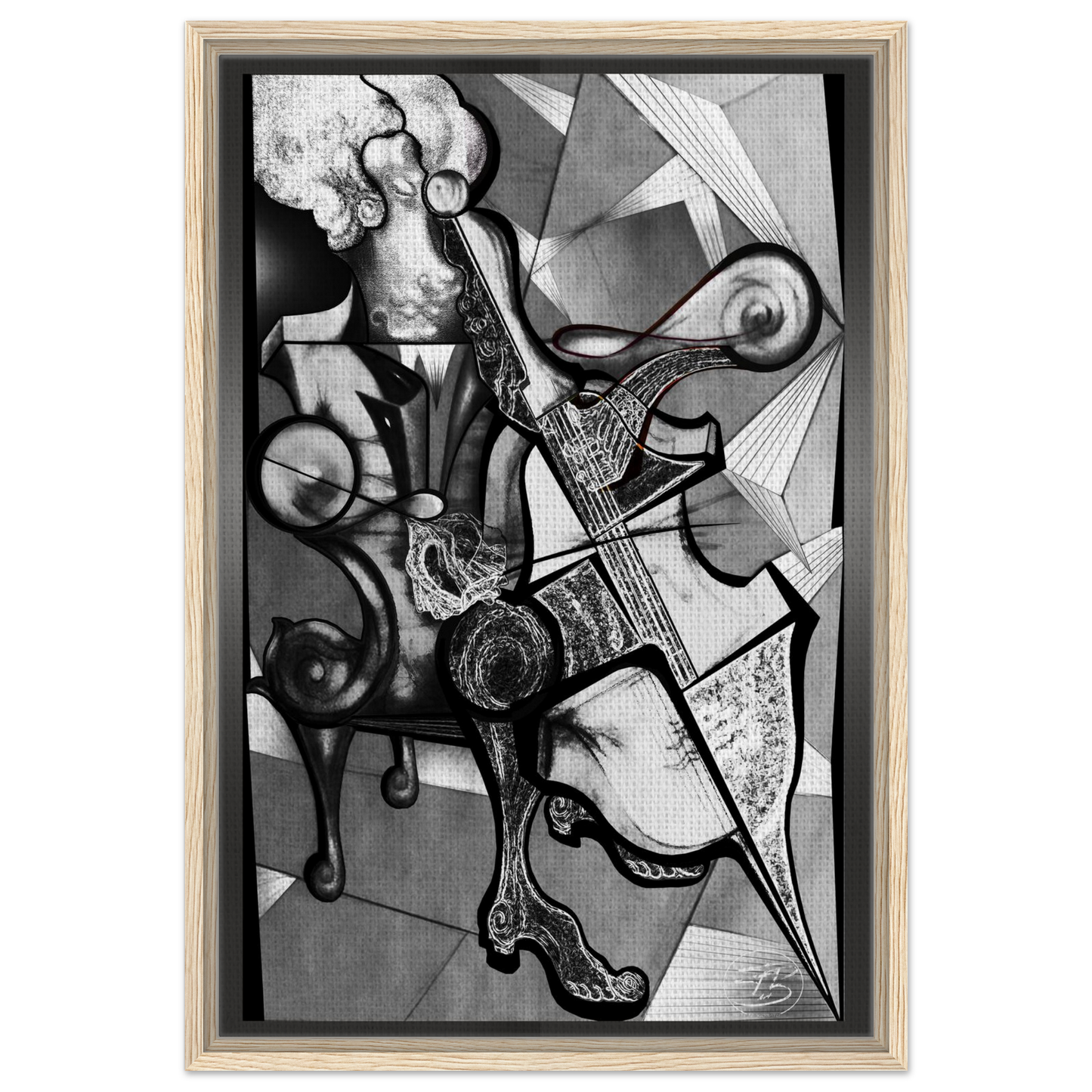 Soft contrast grayscale fine art print on wood frame

