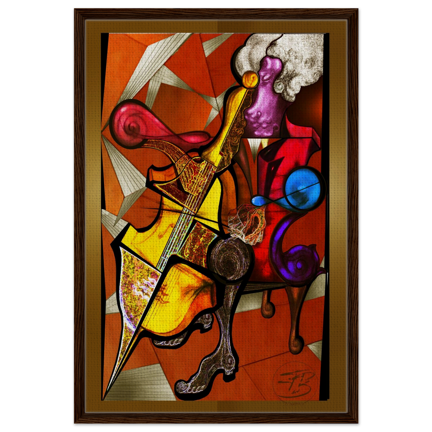 Cellist fine art canvas print on wood by SubiratsDArt
