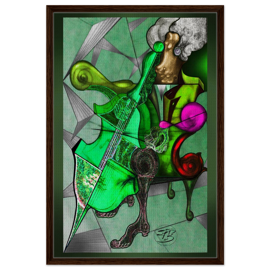 Cellist in Green fine art canvas print by SubiratsDArt
