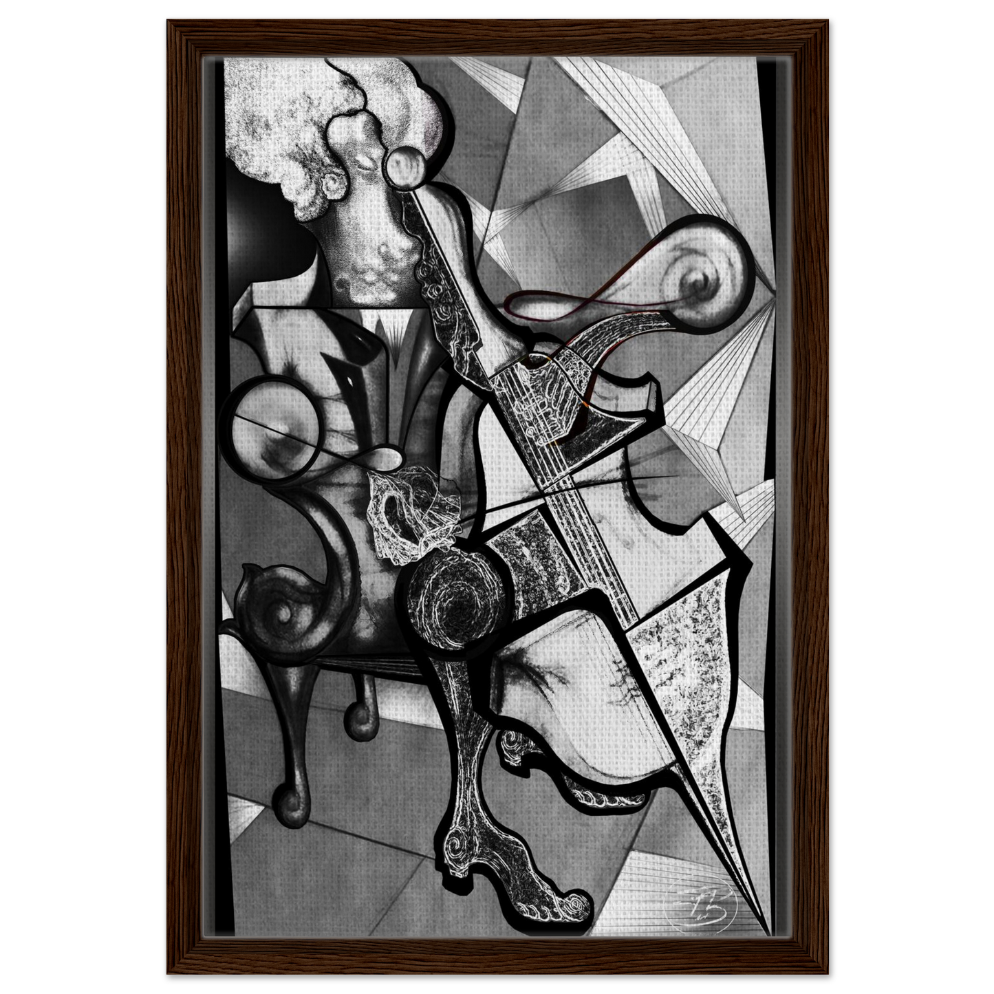 Minimalist gray cello inspired contemporary wall art
