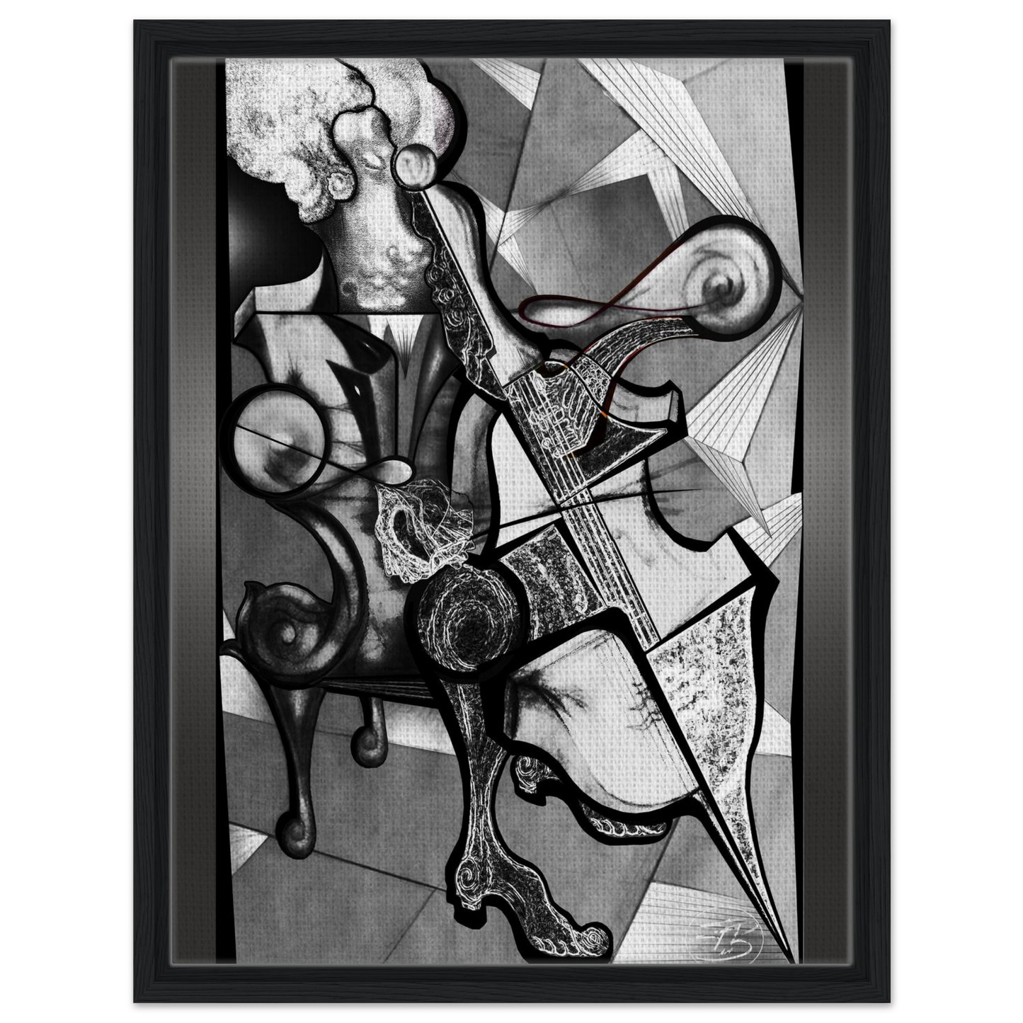 Minimalist gray cello inspired contemporary wall art
