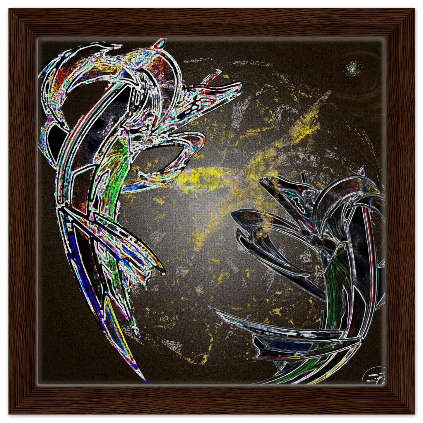 Dragon digital art printed on canvas with wooden frame
